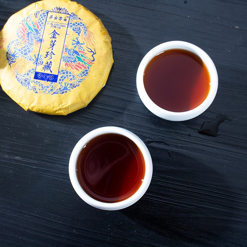 批发云南普洱熟茶 100克熟茶饼茶 金芽珍藏 宫廷普洱 云南产地图4