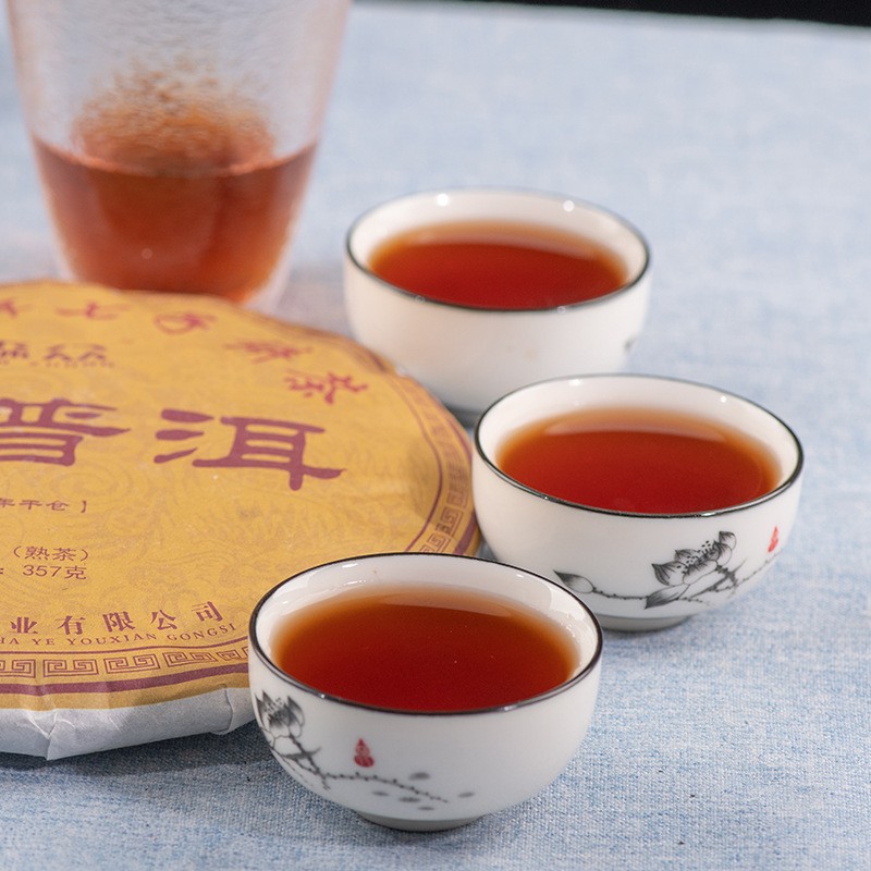 批发地摊茶普洱茶 云南 熟茶357克 陈年 老普洱 勐海干仓七子饼图3