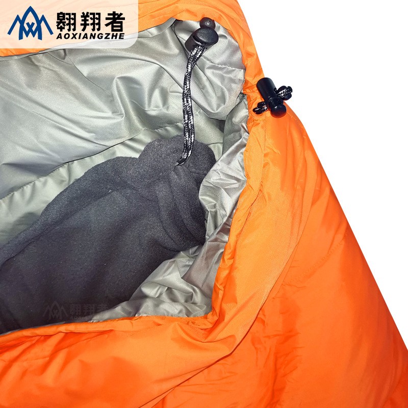 翱翔者桔色橙色带可拆洗抓绒内胆羽绒睡袋加厚保暖消防专用睡袋图4