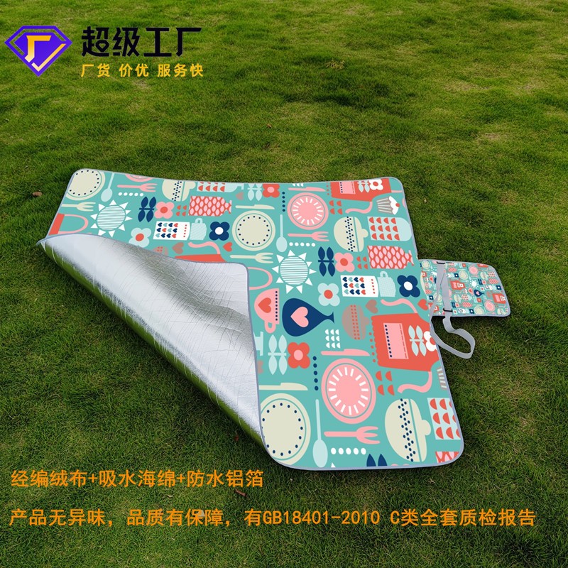 直播爆品加厚便携野营用品露营沙滩垫可折叠野餐垫户外铝膜防潮垫图2