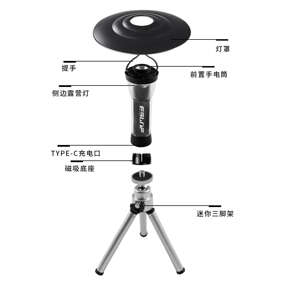 户外灯塔露营灯 户外照明LED灯营地氛围灯便携应急手电筒图4