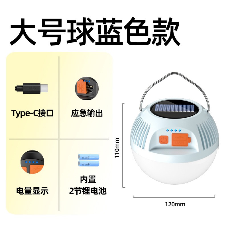 野心新款便携露营灯户外野营LED帐篷灯充电USB输出照明挂钩营地灯图5