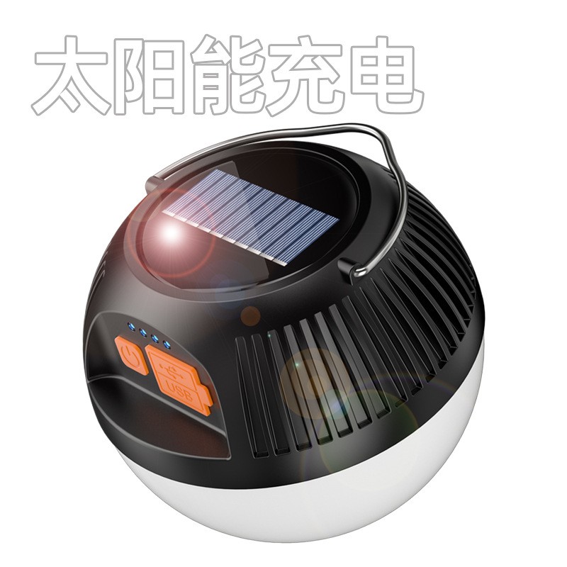 多功能球形露营灯 户外便携强光LED野营灯 跨境新款太阳能充电头图3