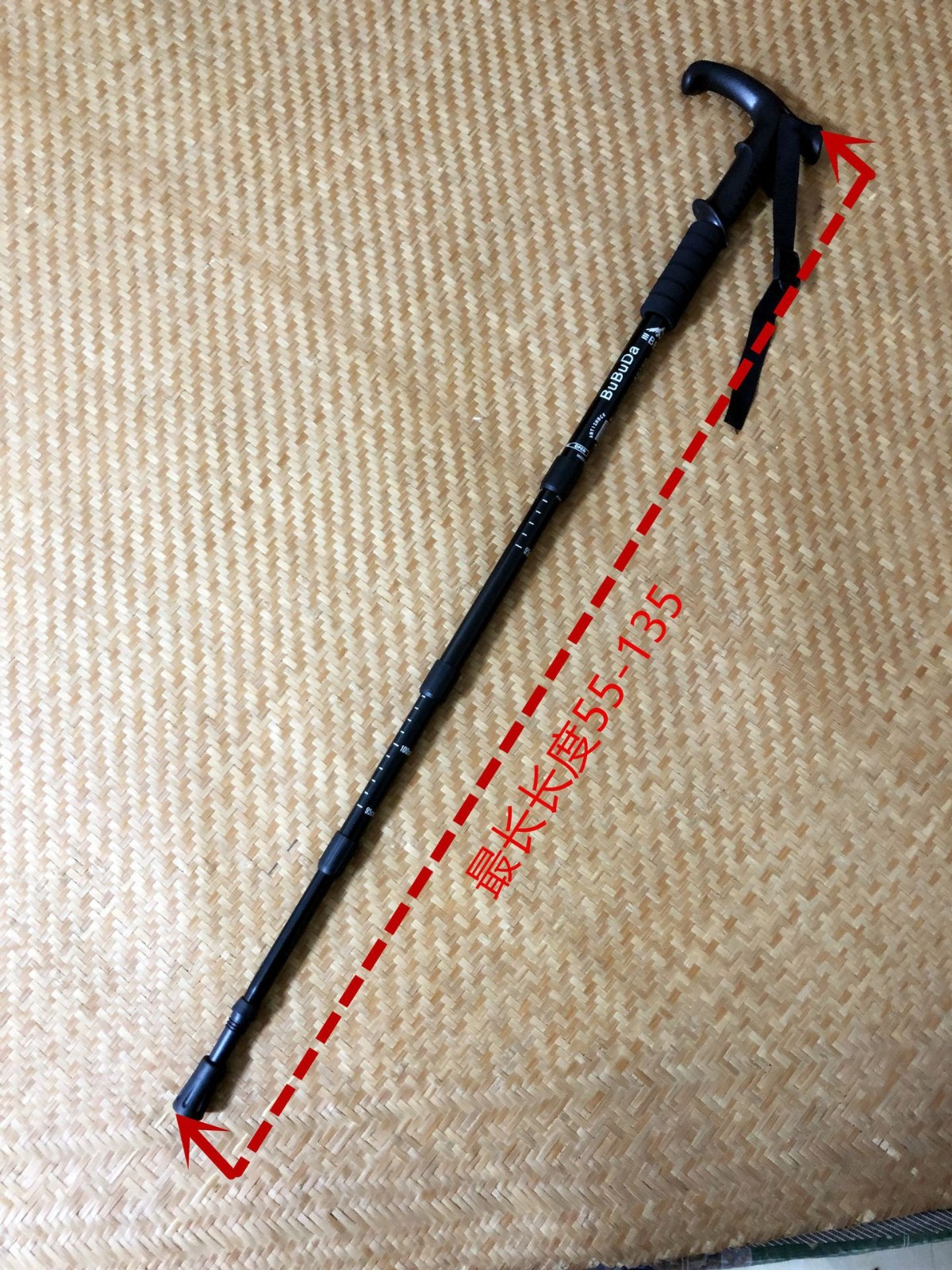 厂家直供铝合金登山杖 老人拐棍 4节伸缩拐杖 可一件打发登山杖图3