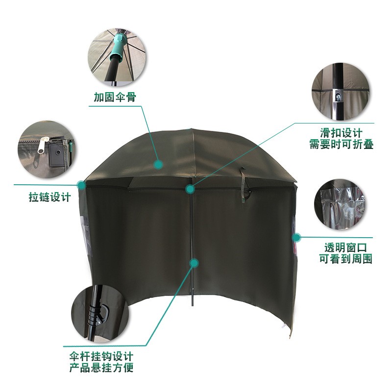 半围蓬钓鱼伞 防晒遮阳地插钓鱼伞 户外折叠垂钓伞加大可制作logo图3