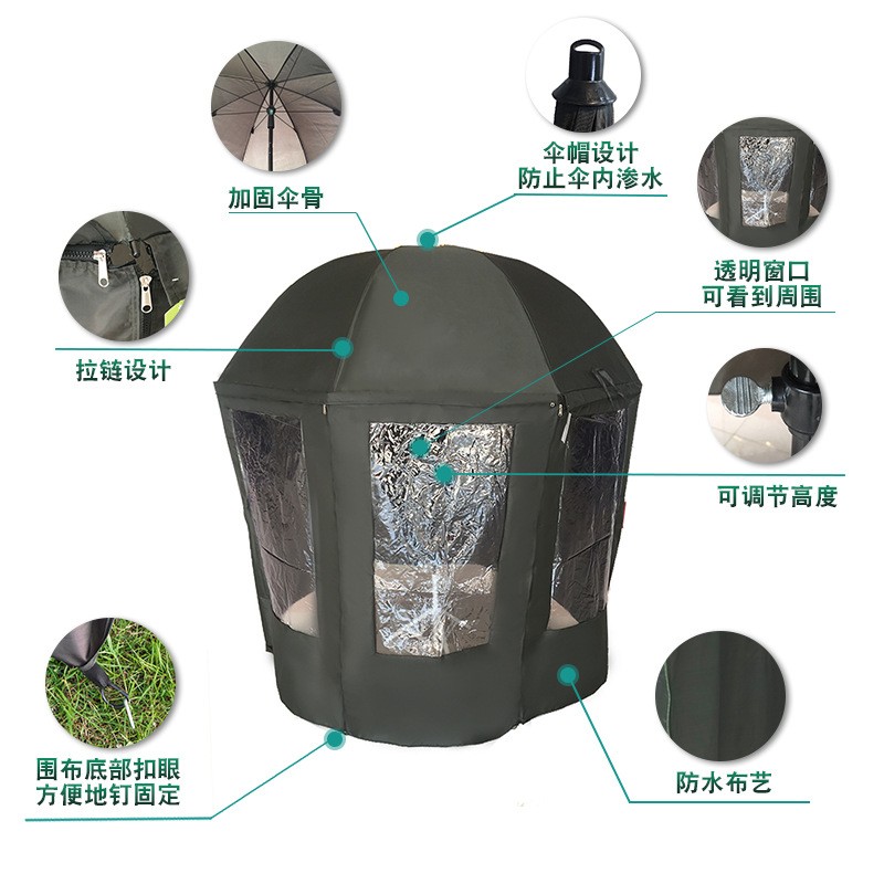 阿波罗大窗户全围蓬钓鱼伞晴雨两用垂钓伞户外折叠大钓伞可制logo图2