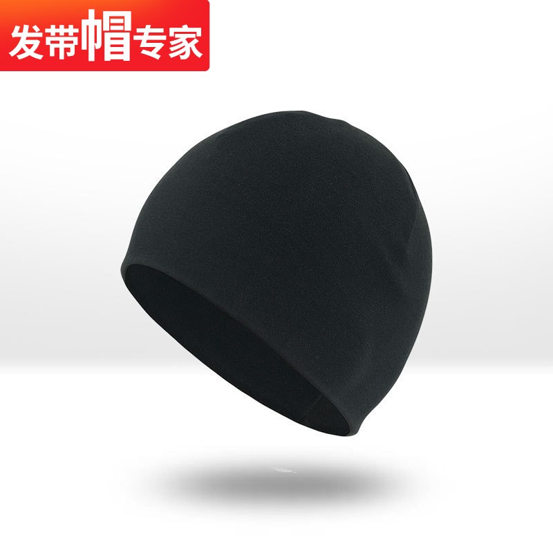 运动装备时尚百搭套头帽绵羊绒双层保暖半圆帽 冬季户外跑步帽子图2