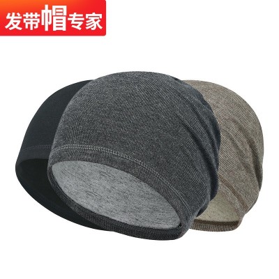 运动装备保暖堆堆帽批发 冬季跑步防寒套头帽绵羊绒半圆小帽男款