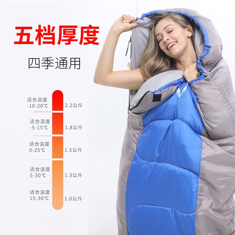 春秋冬季双人超轻成人户外睡袋批发加宽野营睡袋午休旅游露营睡袋图2