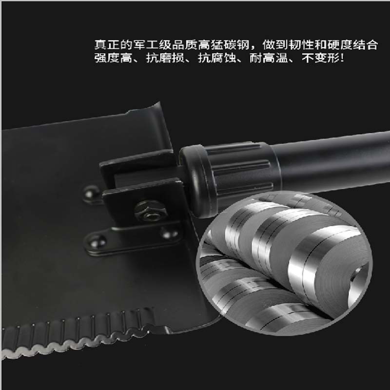 加厚德式大号工兵铲 铝合金手柄多功能折叠铲 中东欧美爆款便携铲图3