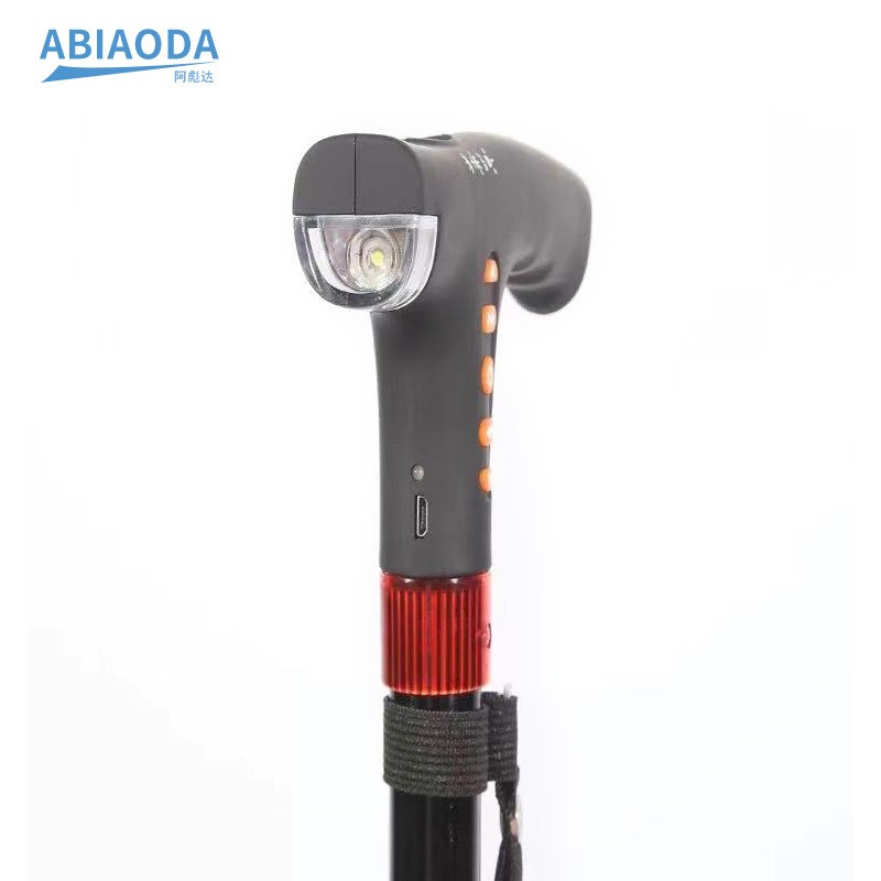 可伸缩调节铝合金智能手杖 户外便携登山杖带LED照明灯 厂家供应图3