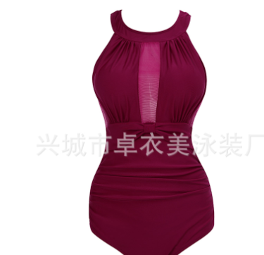 欧美新款2021年新款网纱连体泳衣女时尚性感泳装图3